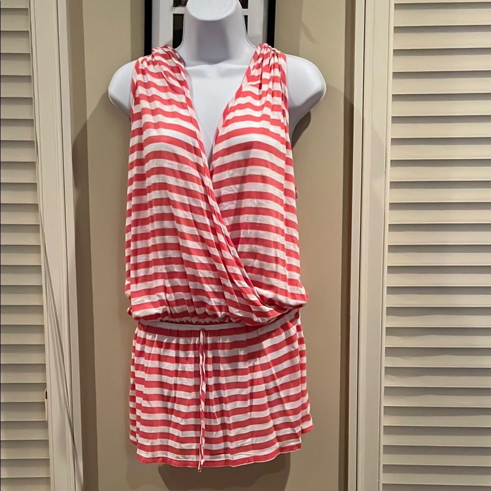 Red and White Striped Sleeveless Dress
